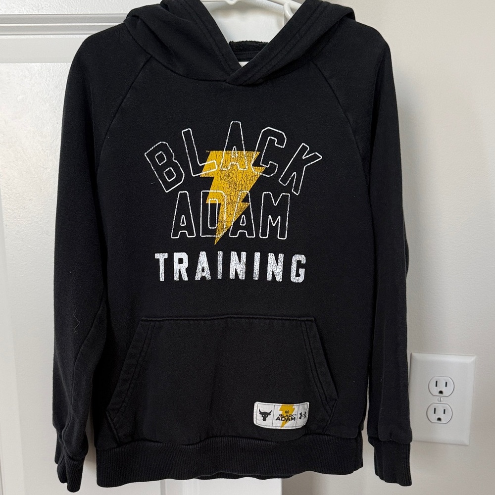 Black Adam Training Hoodie with Gold Lightning Youth XS